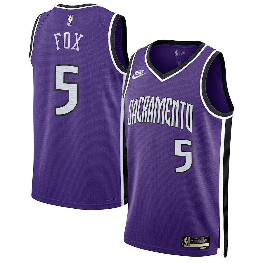 Men Sacramento Kings #5 De Aaron Fox Nike Purple 2024-25 Swingman NBA Jersey->san antonio spurs->NBA Jersey